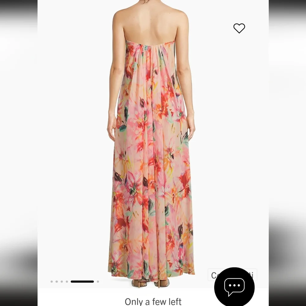 Liv Foster "BROOKE" Dress, Size 8, Strapless, Coral Multi, Chiffon, Lined, NEW! - Picture 4 of 15